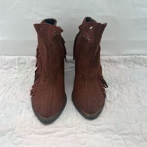 Not rated 7.5 Brown Fringe Ankle Boots western,